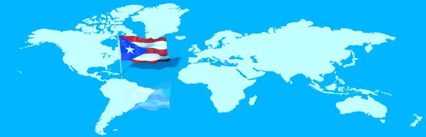 Planeet aarde 3D-vlag met de wind Puerto Rico — Stockfoto