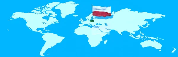 Planeta Ziemia 3d flaga z wiatrem w Polsce — Zdjęcie stockowe