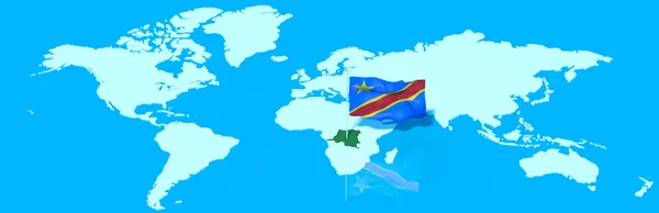 Planeta Terra Bandeira 3D com o vento República Democrática do Congo — Fotografia de Stock