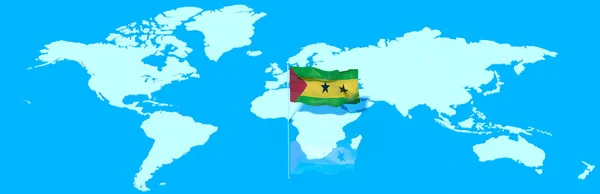 Bolygó Föld 3D-s zászló a szél Sao Tome — Stock Fotó