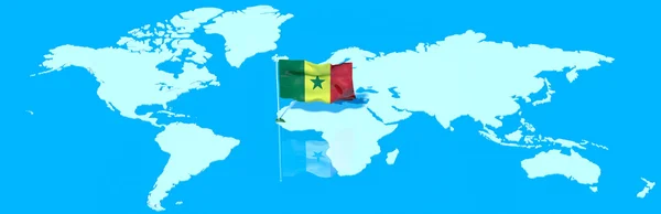 Planet Earth 3d flagga med vinden Senegal — Stockfoto