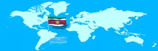 Планета Земля 3D флаг с ветром Суринам — стоковое фото