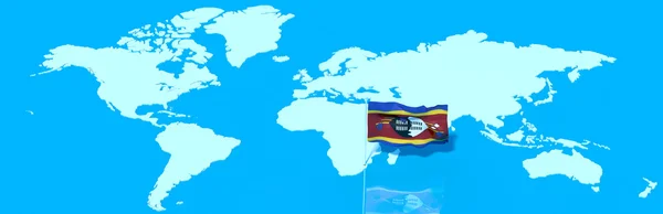 Planet Earth 3D flag with the wind Swaziland — Stock Photo, Image