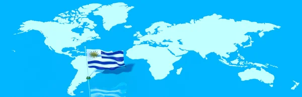 Planet Earth 3d vlajky s větrem Uruguay — Stock fotografie