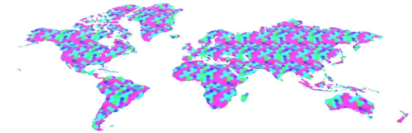 Karte 3D Erde mit verschiedenen bunten Texturen — Stockfoto