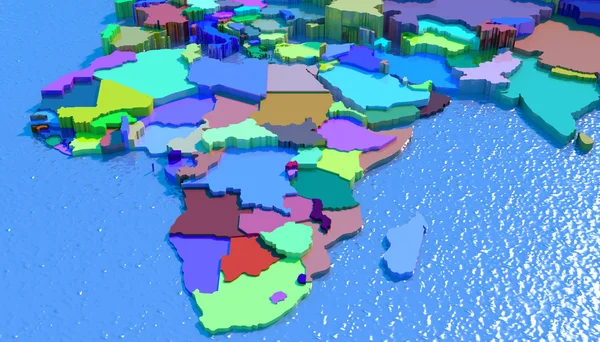 Mapa 3D Tierra con formas geométricas y diferentes materiales —  Fotos de Stock