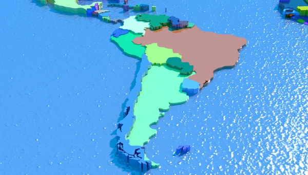 Mapa 3D Tierra con formas geométricas y diferentes materiales —  Fotos de Stock