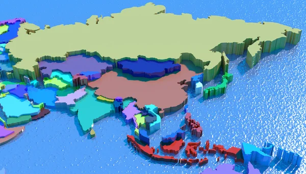 Mapa 3d Earth s geometrickými tvary a různé materiály — Stock fotografie