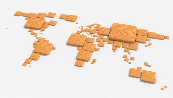 Geometrik şekiller ve farklı malzemelerle 3D Dünya Haritası — Stok fotoğraf