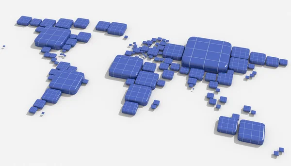 Mapa 3D Tierra con formas geométricas y diferentes materiales —  Fotos de Stock