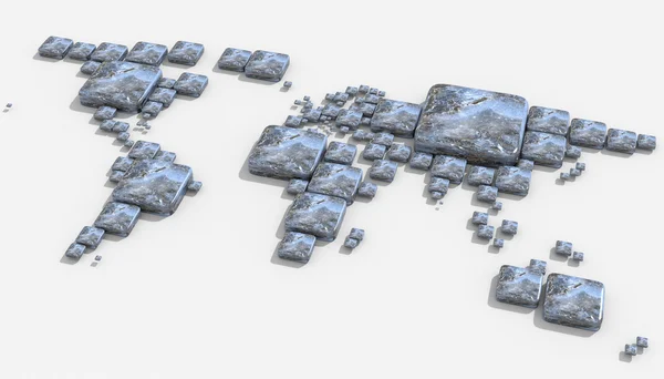Carte 3D Terre avec des formes géométriques et des matériaux différents — Photo