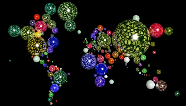 Mapa Terra 3D com esferas geométricas e diferentes materiais — Fotografia de Stock