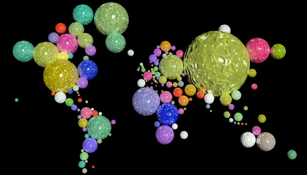 Geometrik küreler ve farklı malzemelerle 3D Dünya Haritası — Stok fotoğraf