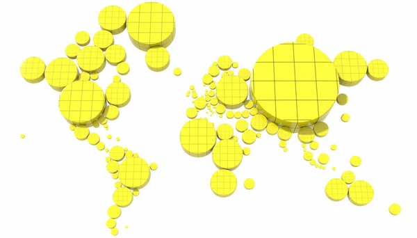 Mapa 3D Terra com vários cilindros e materiais — Fotografia de Stock