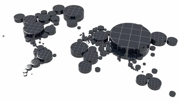 착 색 된 실린더를 가진 3 차원 지구 지도 — 스톡 사진