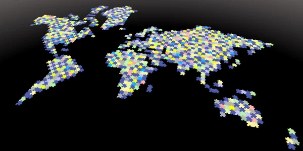 Mapa 3D Terra com quebra-cabeças coloridos — Fotografia de Stock