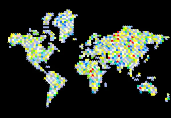 Mappa 3d jorden med färgglada pussel — Stockfoto