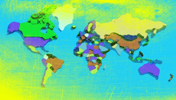 Map 3D Earth with forms and colors — Stock Photo, Image