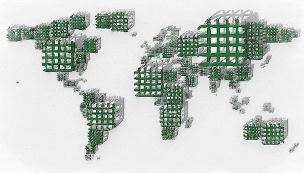 Mapa Terra 3D com formas geométricas e diferentes materiais — Fotografia de Stock