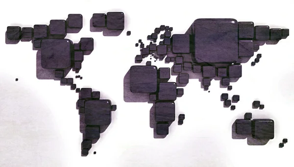 Карта 3D Земля з геометричними формами та різними матеріалами — стокове фото