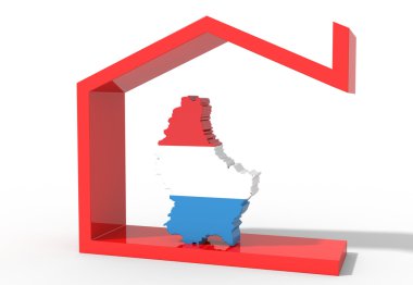 Lüksemburg ev sembolü ile 3d harita