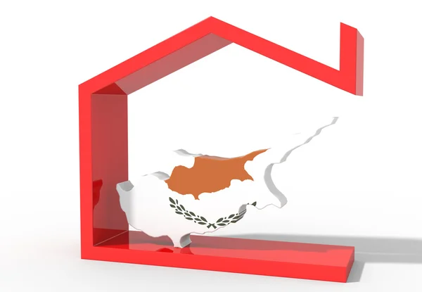 Zypern 3D-Karte mit Haussymbol — Stockfoto