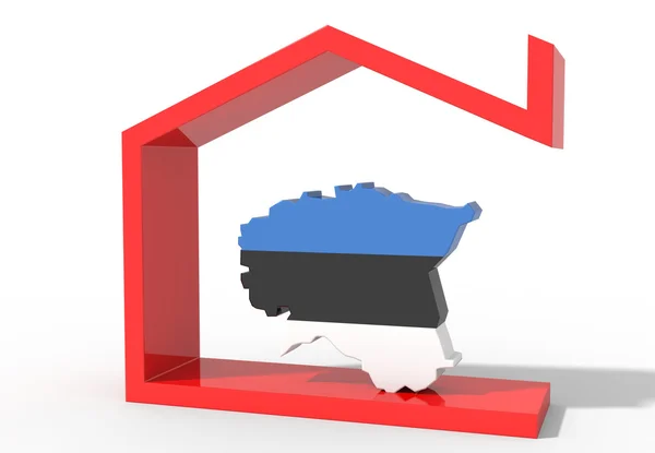 Estonia mapa 3D con símbolo de la casa — Foto de Stock