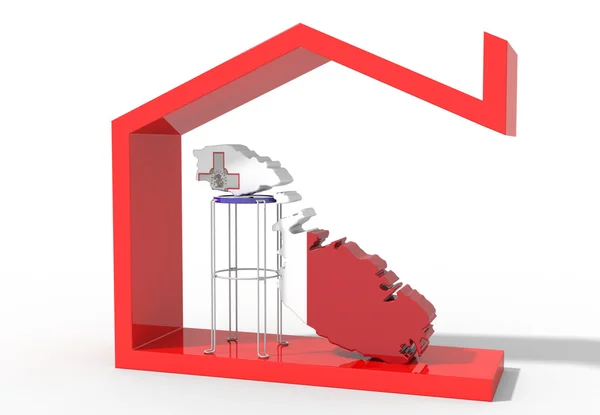 Malta mapa 3D com símbolo da casa — Fotografia de Stock