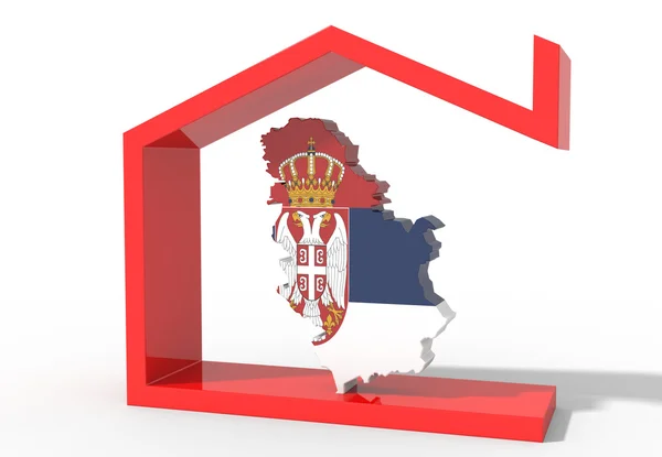 Serbia 3D map with house symbol — Stock Photo, Image