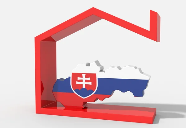 Słowacja mapę 3d z symbolem domek — Zdjęcie stockowe