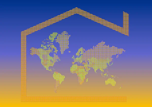 3D mapa barev zemi symbolem domu — Stock fotografie