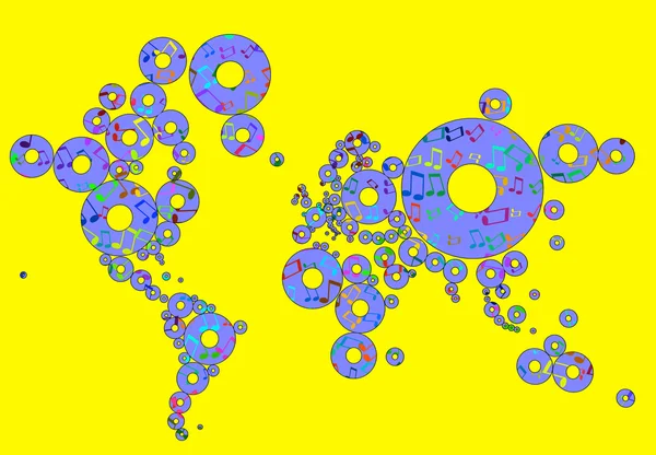 Mapa 3d barevných forem na zemi s kroužky — Stock fotografie