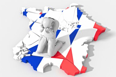 Dizlerinin üzerine Fransa parçalar halinde umutsuz adam