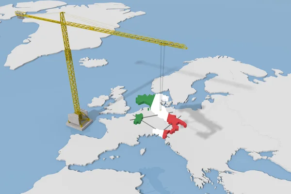 Gru che decolla l'Italia dall'eurozona. uscire dal concetto di zona euro — Foto Stock