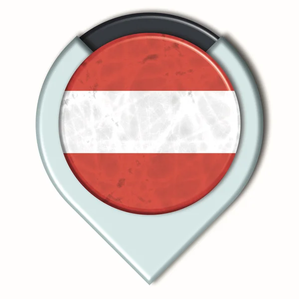 Bouton 3D avec drapeau Autriche — Photo