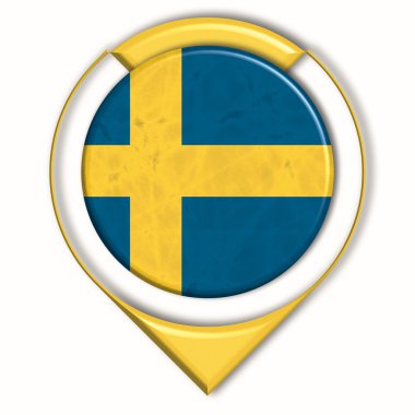 bayrak İsveç ile 3D düğmesini