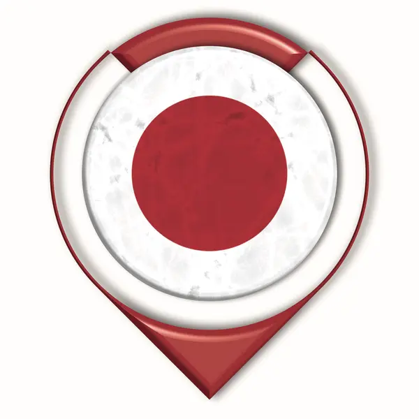 3D-knappen med flagga Japan — Stockfoto