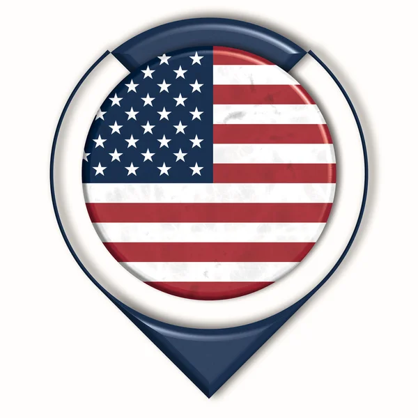 3D tlačítko s vlajkou USA — Stock fotografie