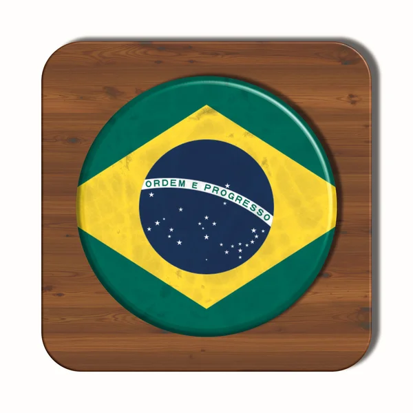 3D кнопка с флагом Бразилии — стоковое фото
