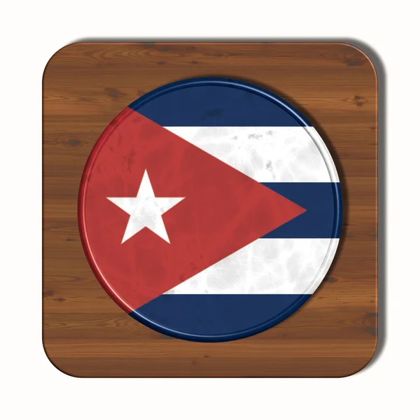 3D knop met vlag Cuba — Stockfoto