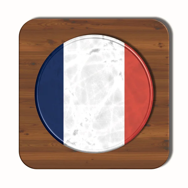 Botón 3D con bandera Francia — Foto de Stock