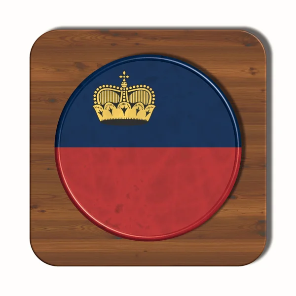 Botão 3D com bandeira Liechtenstein — Fotografia de Stock