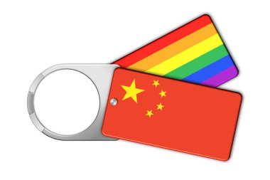 Anahtarlık ile Çin ve barış bayrakları