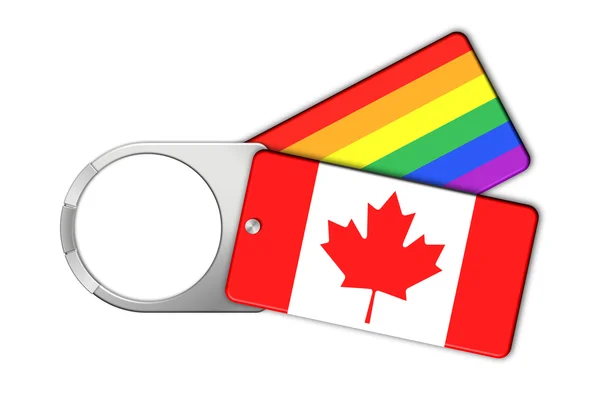 Брелок с флагами Канады и мира — стоковое фото