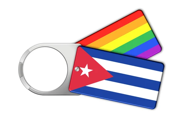 Porte-clés avec drapeaux de Cuba et de la Paix — Photo