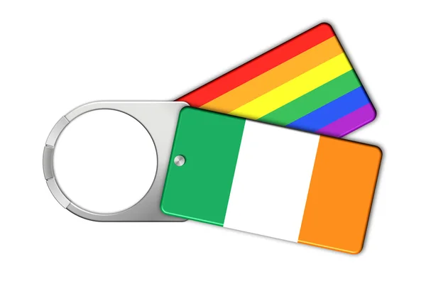 Nyckelring med flaggor för Irland och Peace — Stockfoto