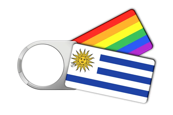 Anahtarlık ile Uruguay ve barış bayrakları — Stok fotoğraf