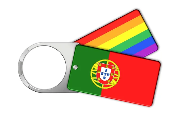 Portekiz ve barış bayrakları taşıyan Anahtarlık — Stok fotoğraf