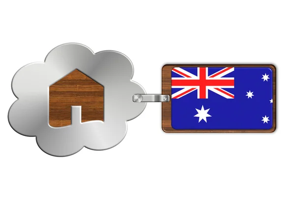 クラウドと家製スチールとウッドのオーストラリアの旗 — ストック写真