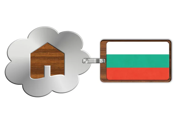 Cloud and house of steel and wood with Bulgaria flag — Stock Photo, Image